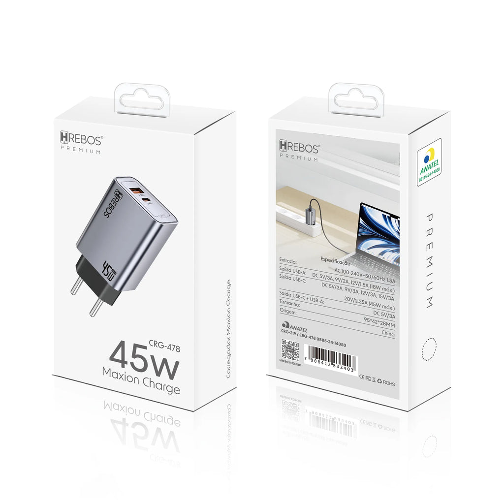 Carregador USB-C Maxion Charge 45W HREBOS